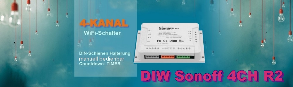 DIW Sonoff 4CH R2 Wifi Schalter 4-Kanal für DIN-Schienen