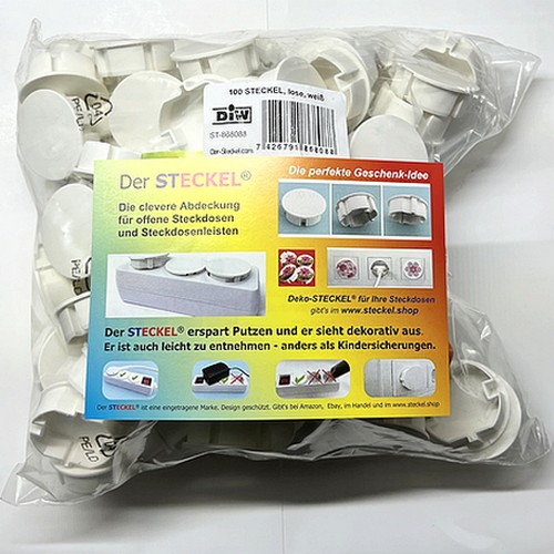 100-er Pack Der-Steckel.com Staubschutz Deckel für Steckdosen
