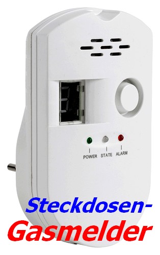Steckdosen-Gasmelder Gasalarm GD100 für Erdgas Stadtgas Butan Flüssiggas