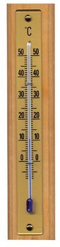 Zimmerthermometer Holz mit vergoldeter Skala