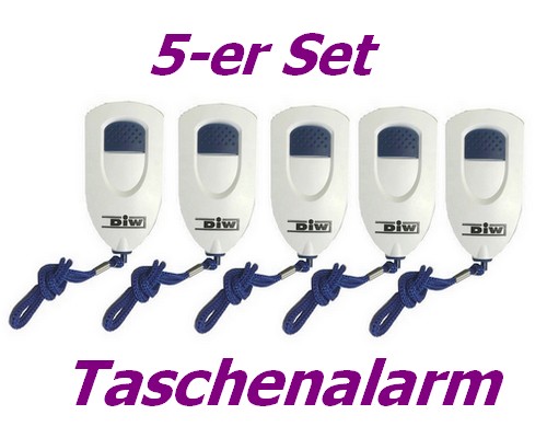 Spar-Set mit 5 Stück DAL-PS10 Taschenalarm, Überfallalarm,