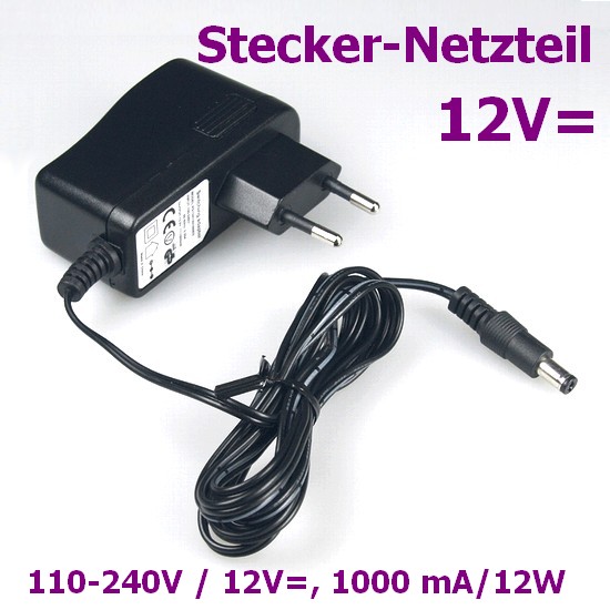 12V= Stecker-Netzteil 12 Watt  9-18959 für LED-Unterbauleuchte CT-FL und CT-SL 12V= Stecker-Netzteil CTN-1212 12 Watt 9-18959