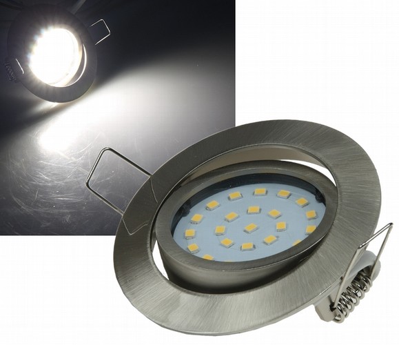 Flat-26 schicke LED-Einbauleuchte 9-21842 Edelstahl gebürstet, Lichtfarbe neutralweiß, 4W
