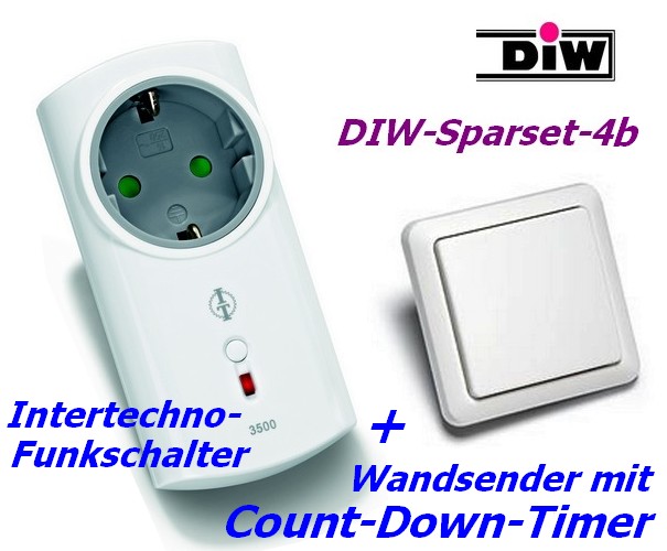 DIW Sparset-4b - Intertechno-Funksteckdose ITLR mit Funk-Wandsender AWST-8800