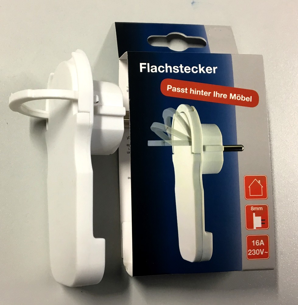 REV-Winkelstecker extra flach weiß el-062180 passt hinter Ihre Möbel Flachstecker