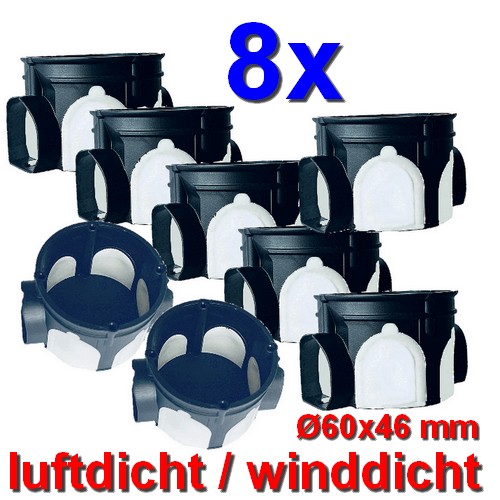 Set mit 8 Stück winddichte Schalterdosen Gerätedosen