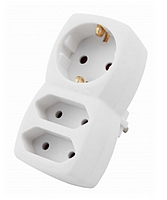 Übergangs-Stecker 2x EURO + 1x Schuko 