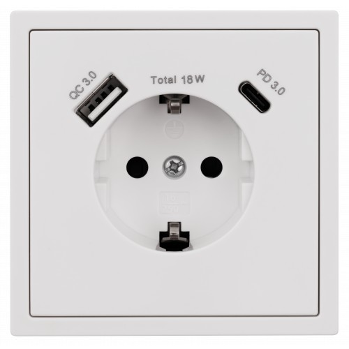 Schutzkontakt-Steckdose mit USB-A und USB-C SHALLOW_ws_Schalterprogramm