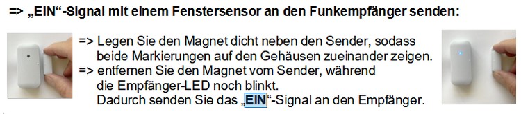 DES-2300 mit Fenstersensor EIN-Senden zum Anlernen