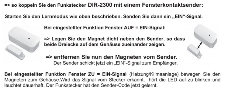DIR-2300 mit Fenstersensor EIN-Senden zum Anlernen