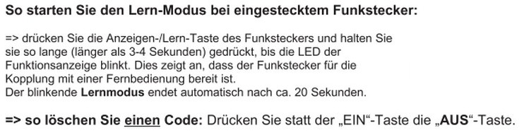 DIR-2300 mit Handsender einen Code löschen