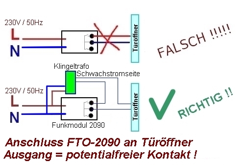 Anschlussskizze Türöffner Direktanschluss