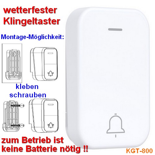 KGT-800 Kinetik-Klingeltaster Kinetik benötigt keine Batterie Serie DIW-Kinetik