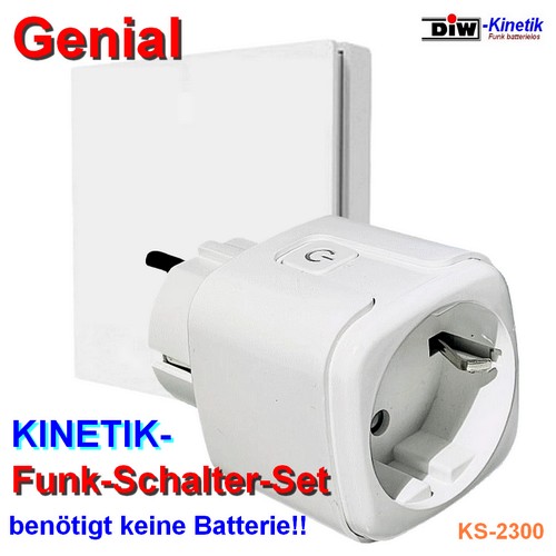 DIW-KINETIK Funkset KS-2300 mit Funkstecker KSR-2300 + batterielosem Kinetik-Wandsender KWS-10