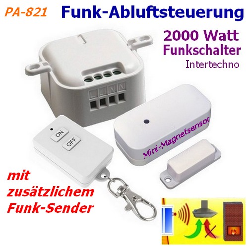 PA-821 DIW-Funk + Intertechno EINBAU Abluftsteuerung mit Keysender