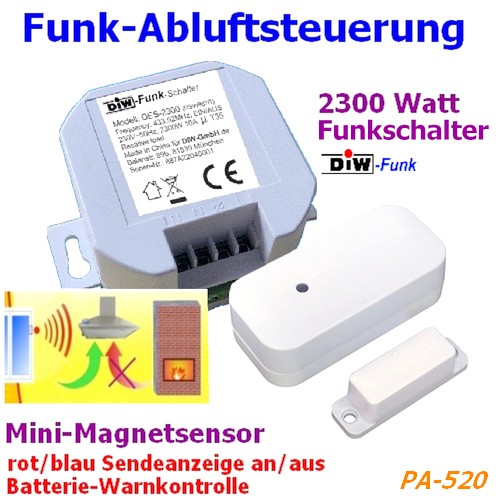PA-520 Funk EINBAU Abluftsteuerung DFM-2000+DES-2300 zum Top-Preis! (c) www.Funk-Abluftsteuerung.de