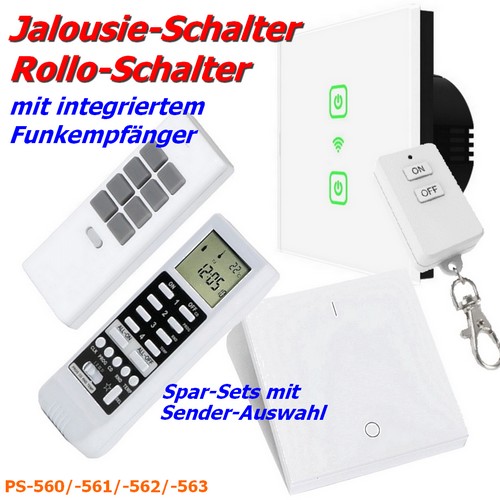 DIW-Funk Set PS-560 PS-561 PS-562 PS-563 Funk-Jalousieschalter DTRS-500 + Senderauswahl DWS-11 DKS-10 DHS-12 DTZ-505