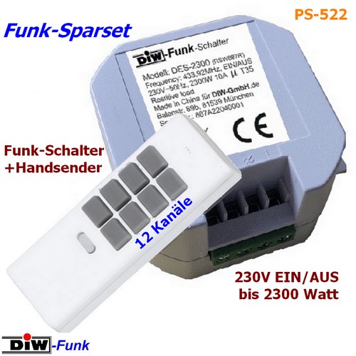 DIW-Funk Set Funkschalter DES-2300 + Handsender DHS-12