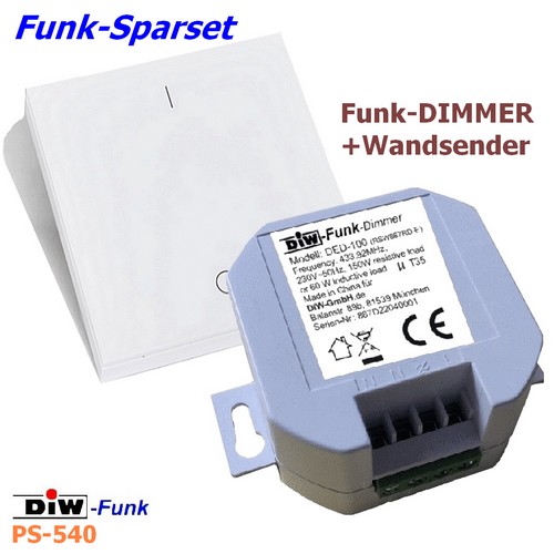DIW-Funk Set PS-540 Funkdimmer DED-100 + Wandsender DWS-11