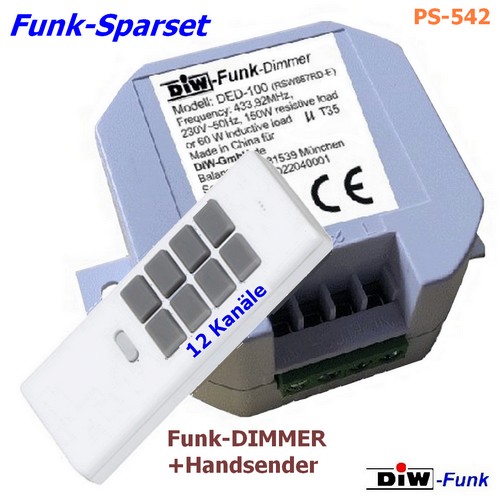 DIW-Funk Set PS-542 Funkdimmer DED-100 + Handsender DWS-12