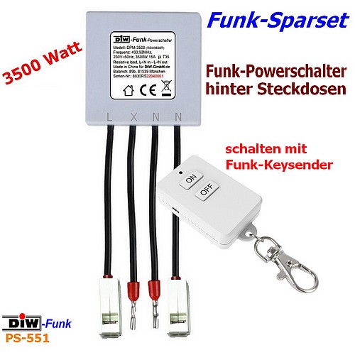 DIW-Funk Starter TIEFPREIS-Set PS-551 Funkschalter DPM-3500 + Key-Sender DKS-10
