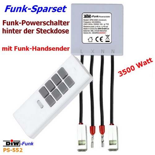 DIW-Funk Starter TIEFPREIS-Set PS-552 Funkschalter DPM-3500 + Handsender DHS-12