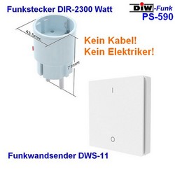 DIW-Funk Starter-Set PS-510 1x DSR-2300 Funk-Zwischenstecker + Wandsender DWS-11