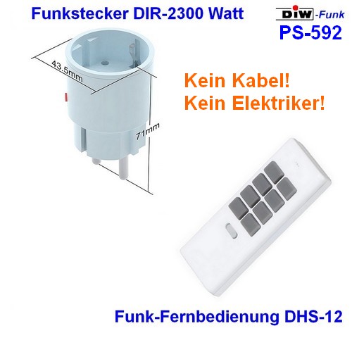 DIW-Funk Set PS-512 Funkstecker DSR-2300 + Handsender DHS-12