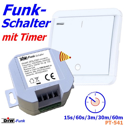 DIW-Funk Timer-Set PT-541 1x DES-2300 Funk-Empfänger + Wandsender DWS-10T