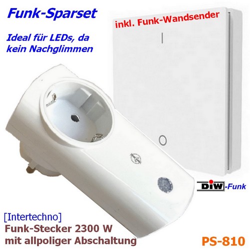 Funk Sparset PS-810: DIW-Funk Wandsender DWS-11 mit Intertechno-Empfänger IT-K2300 mit allpoliger Abschaltung