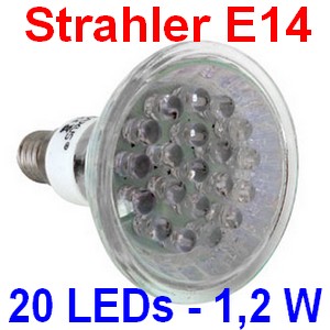 Eaxus LED Hochvoltstrahler Spot 230 V, E14, mit 20 LEDs, 1,2 Watt, hellweiß